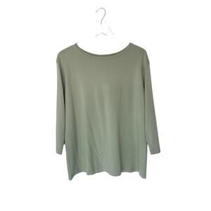 M.M. Lafleur‎ Green Casual Basic 3/4 Sleeve Pima Cotton Crew Neck Shirt Size XL